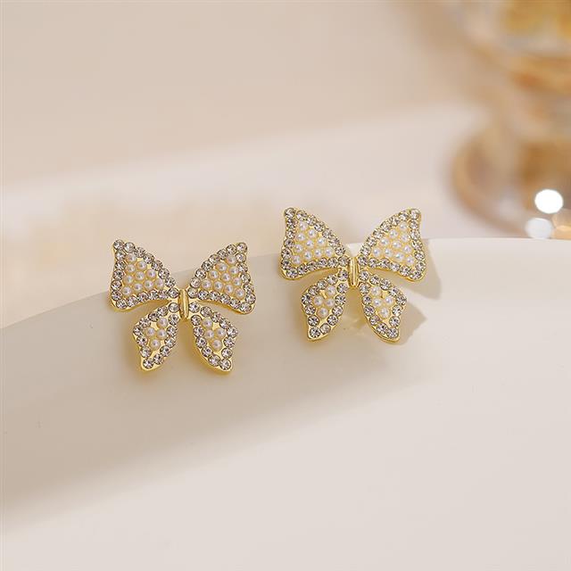 Sterling silver jarum Korea Mutiara kupu-kupu anggun online influencer Baru kancing anting-anting pe