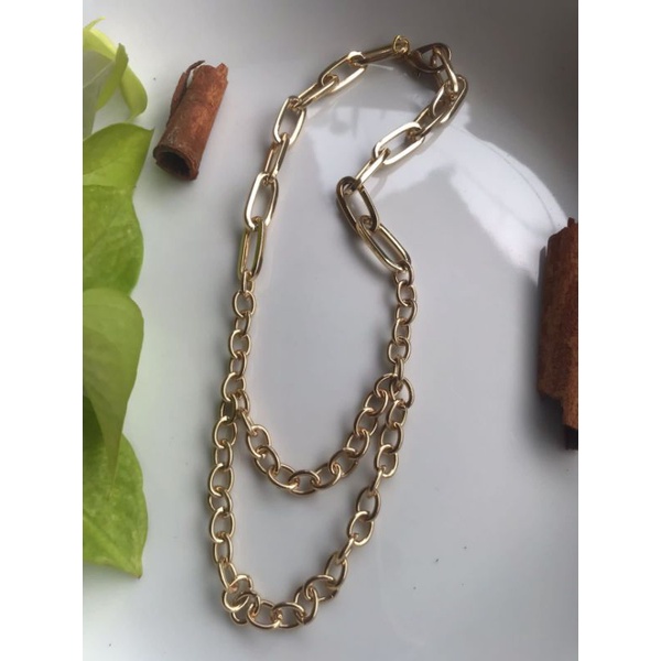 Mulan kalung Rantai gaya Retro Tahan karat/luntur