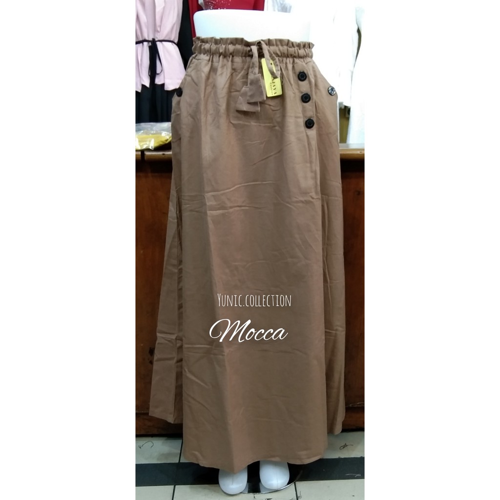 ROK KATUN LINEN RAMI PANJANG PAYUNG/ROK LEBAR MAYUNG. ROK REMAJA MUSLIM/ROK JUMBO-Mocca