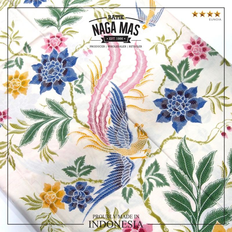 KAIN BATIK PREMIUM EUNOIA SERIES - WHITE PARADISE PHOENIX