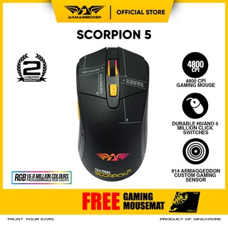 Mouse Gaming Armaggeddon Scorpion 5 [4800/12800 CPI] With Huano Switch | Free Mousepad