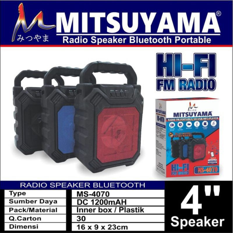 Speaker Bluetooth MP3 dan Radio Mitsuyama MS 4070 Speaker Portable
