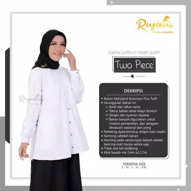 Gamis Riyani seri uniform hitam putih