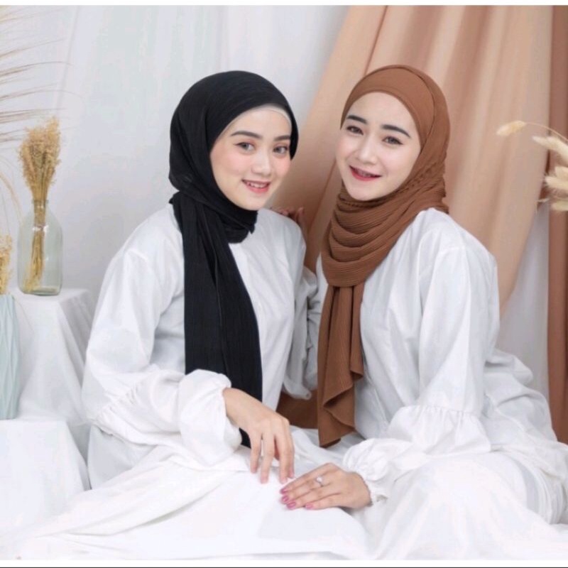 Pashmina Plisket  Baby Doll Armany FULL TANPA GARIS TENGAH Pleats