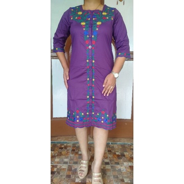 Dress bunga timbul bordir