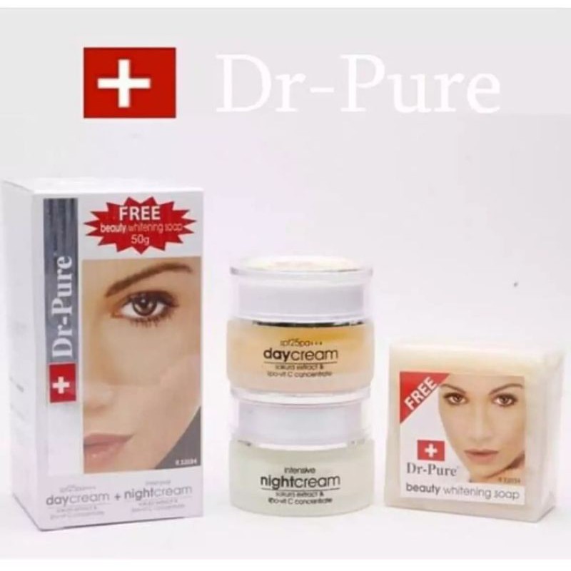 Dr Pure Cream Whitening Set Perawatan Wajah (Krim Siang Malam dan Sabun)