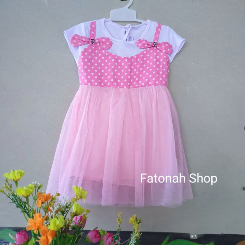 Dress anak 1 2 tahun baju anak cewek perempuan polka ( dress syantik polka )