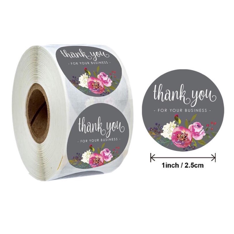 Sticker Label Thank you ukuran kecil 2.5 cm 50 pcs Stiker Terima Kasih Segel Kemasan Amplop