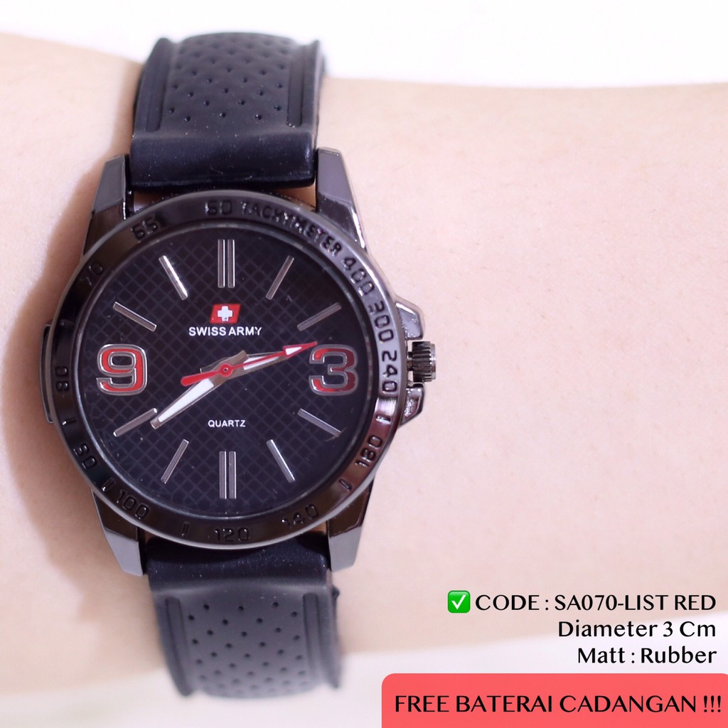 Jam tangan wanita sporty karet rubber casual hitam PK001 SA070