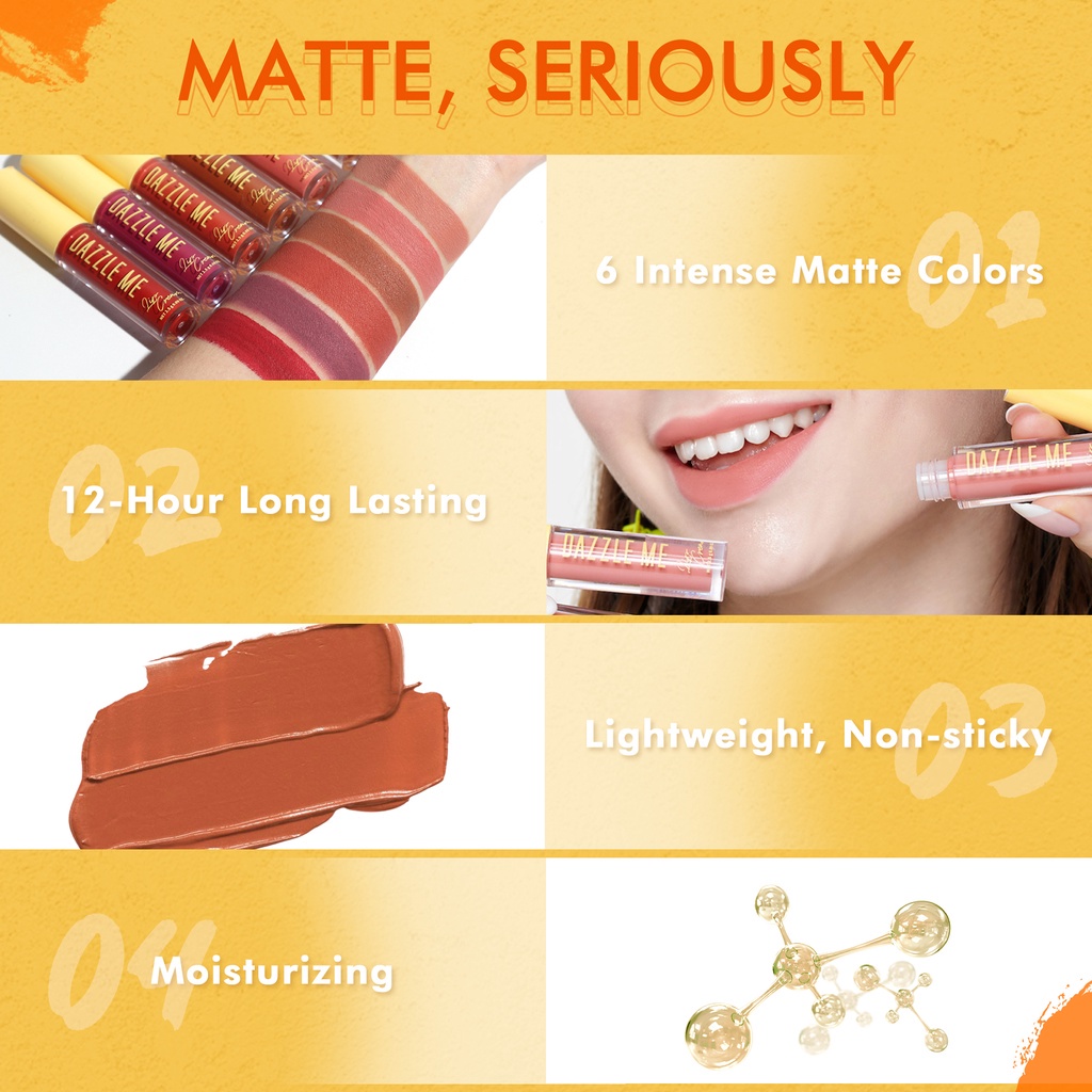 READY DAZZLE ME Velvet Matte Lip Cream | Vitamin E Waterproof Lipstik Pigmented Tahan Lama BPOM 2,5g