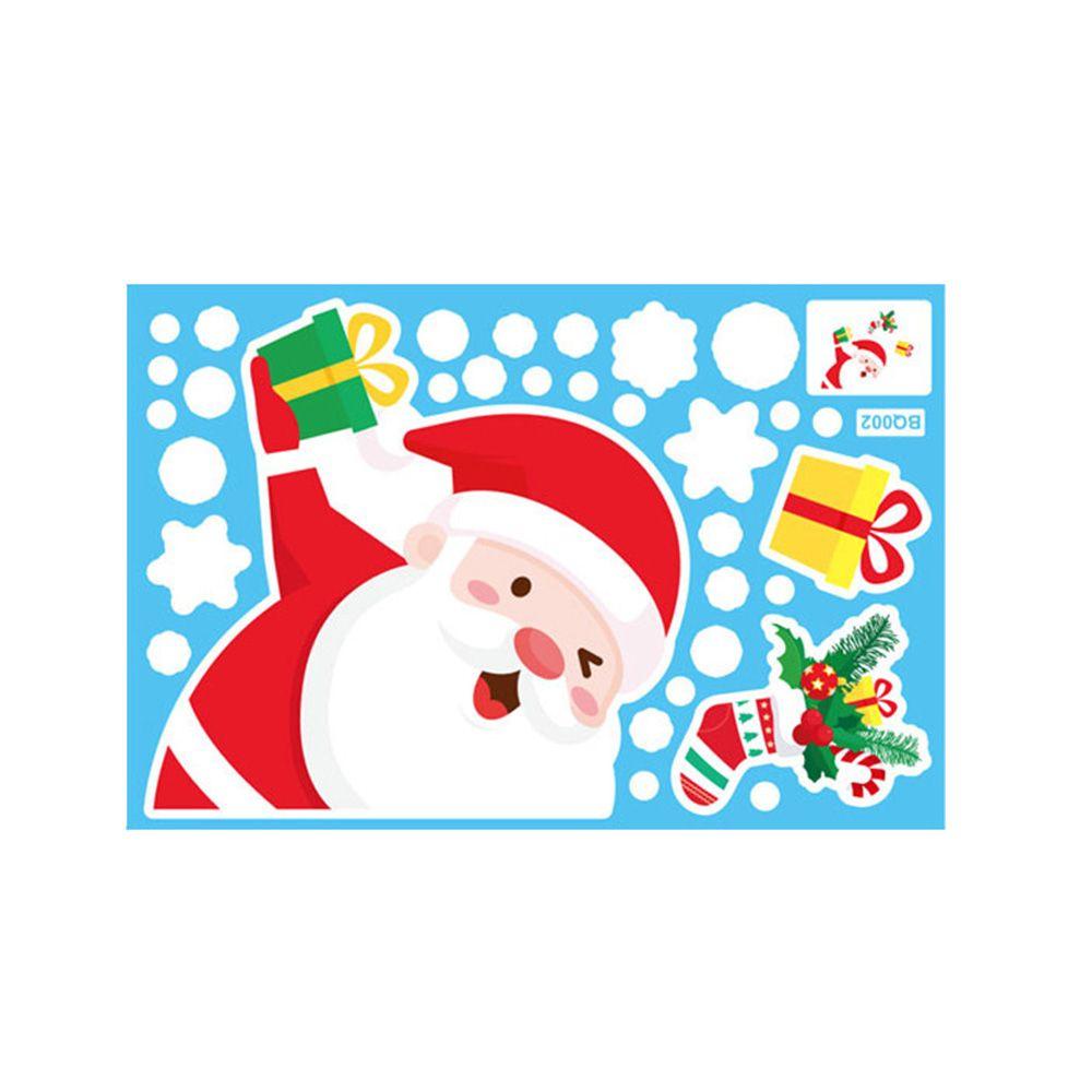 R-flower Merry Christmas Stiker Jendela Poster Dekorasi Sticker Layout Warna Santa Claus