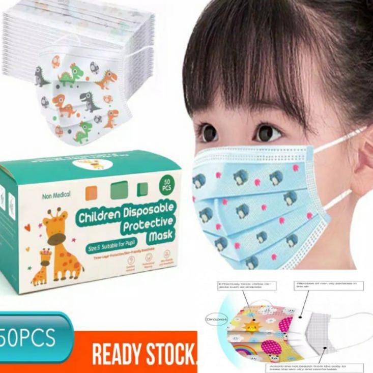 TERLARISSS MASKER ANAK ANAK 3ply Earloop MOTIF KARAKTER 1box isi 50pcs Masker Disposablemask Masker 