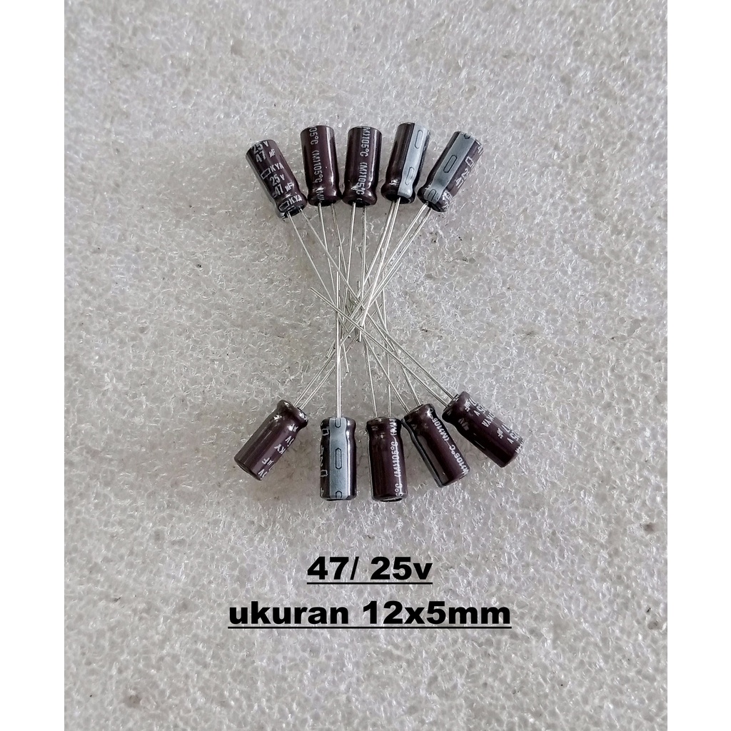 Capacitor Elco 47uf 25v 12x5 10pcs