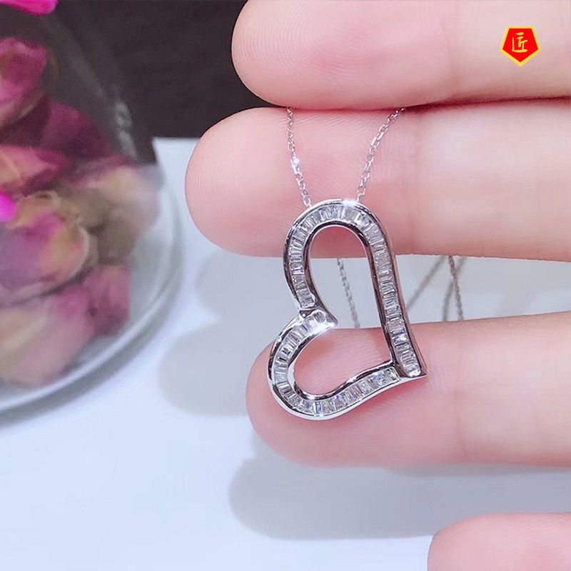 [Ready Stock]Niche Designer Heart-Shaped Pendant Zircon Necklace Simple Fashion