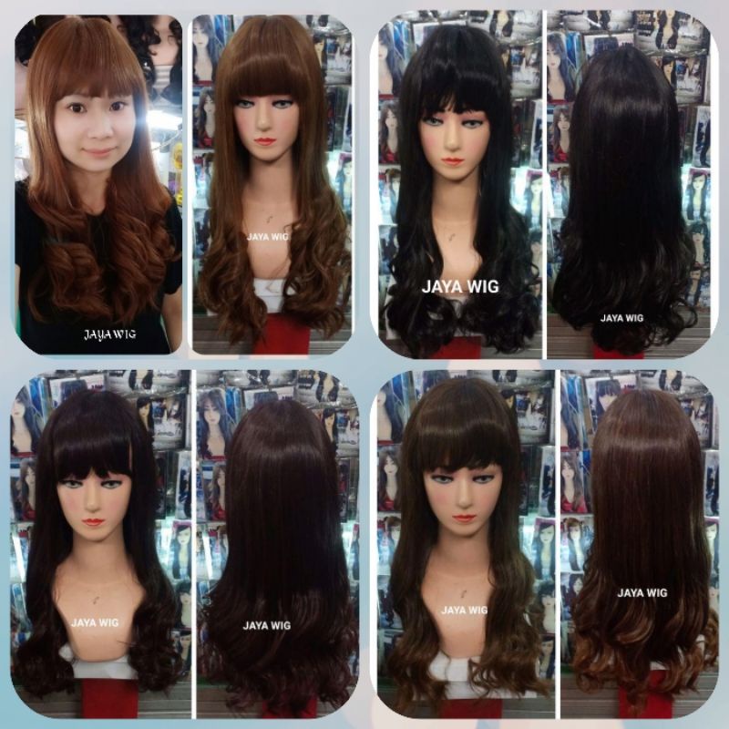 Wig Rambut Palsu Model Wave Panjang 55cm Wig Curly Panjang