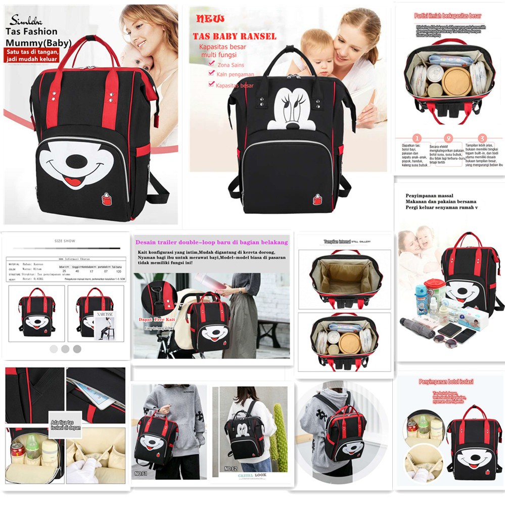 WATERPROOF TAS BAYI BACKPACK/TAS PERLENGKAPAN BABY/RANSEL/TAS POPOK / DIAPER BAG/TAS BAYI/TAS WANITA