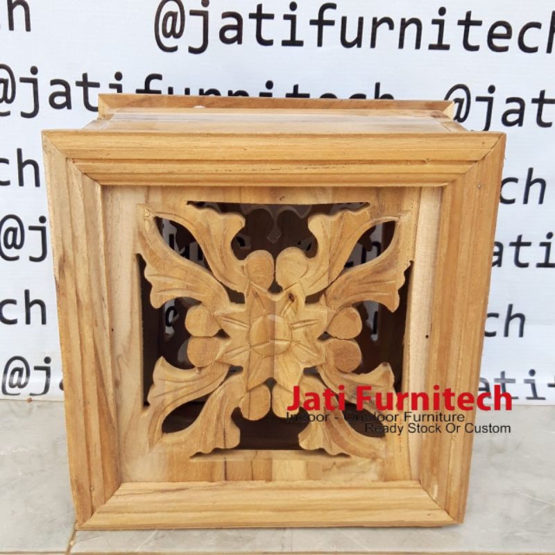 Loster Ukir Kayu Jati // 2 Sisi // Uk 23x23
