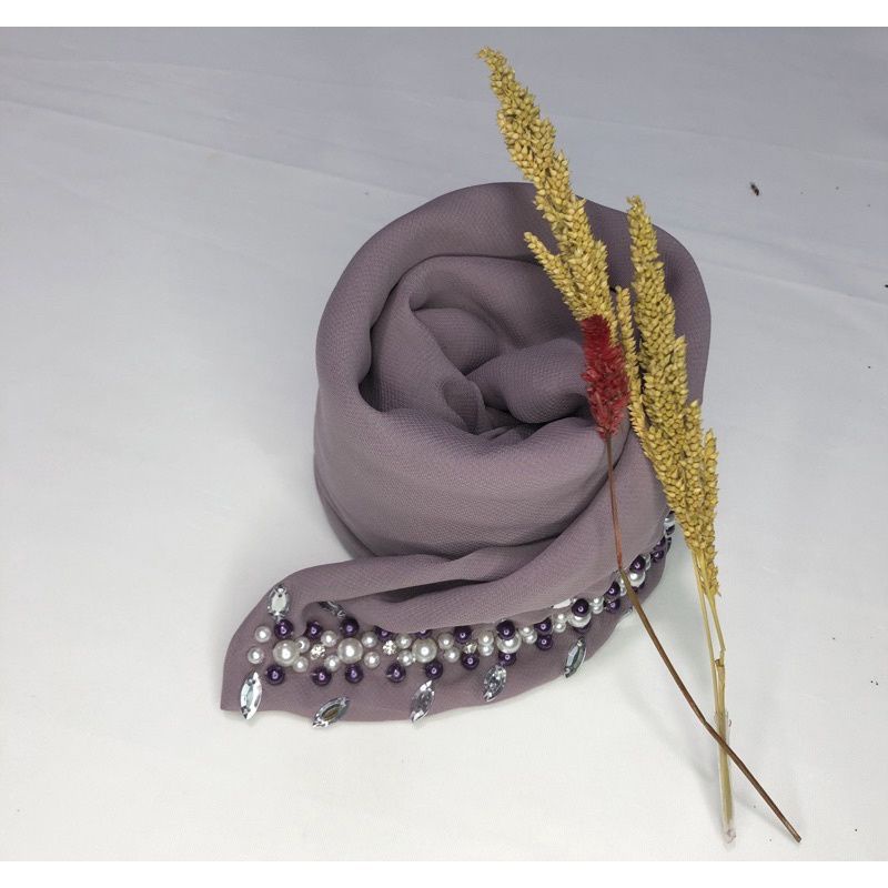 SEGIEMPAT PAYET BANDO BELLA/HIJAB BANDO MUTIARA/KERUDUNG PAYET BELLA SQUERE-Taro
