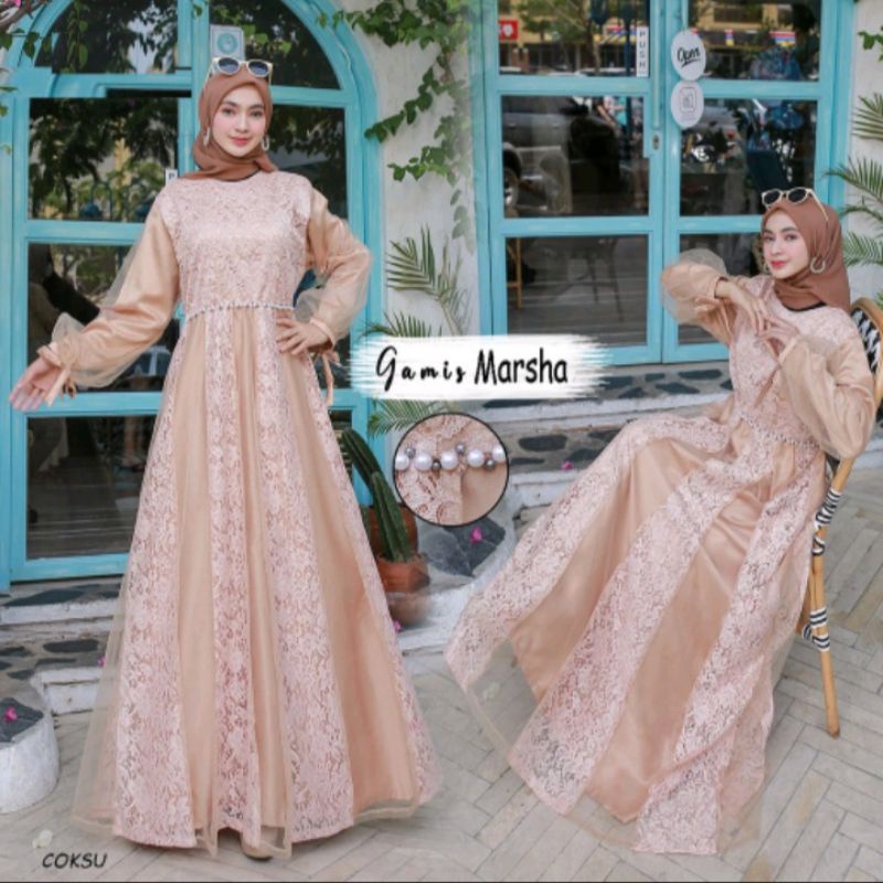 gamis pesta muslim marsha dress lamaran bridesmaid fashion syari modern