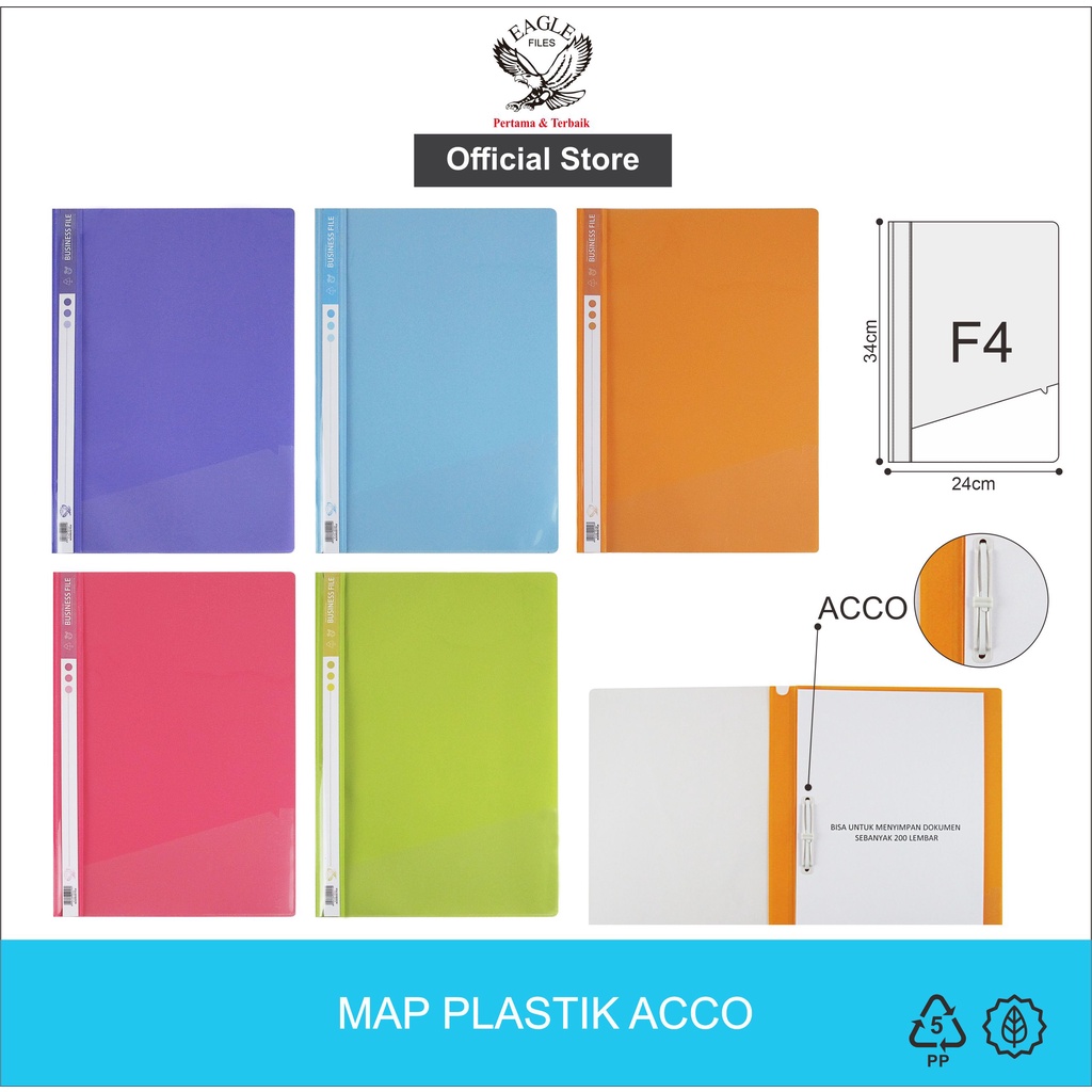 

EAGLE Map Plastik / Business File / Bisnis File / Map Snel / Map Plastik Acco F4 Isi 6 PCS