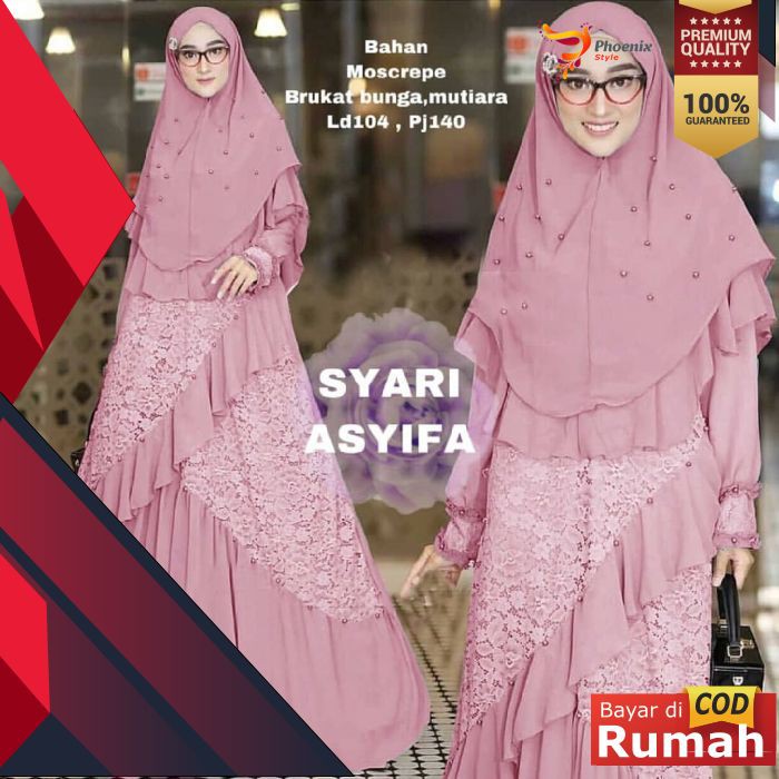 PAKAIAN MUSLIMAH FASHION WANITA MUSLIM SYARI DRESS MAXI BAJU RENDA ASSYIFA GAMIS SYARI TERBARU