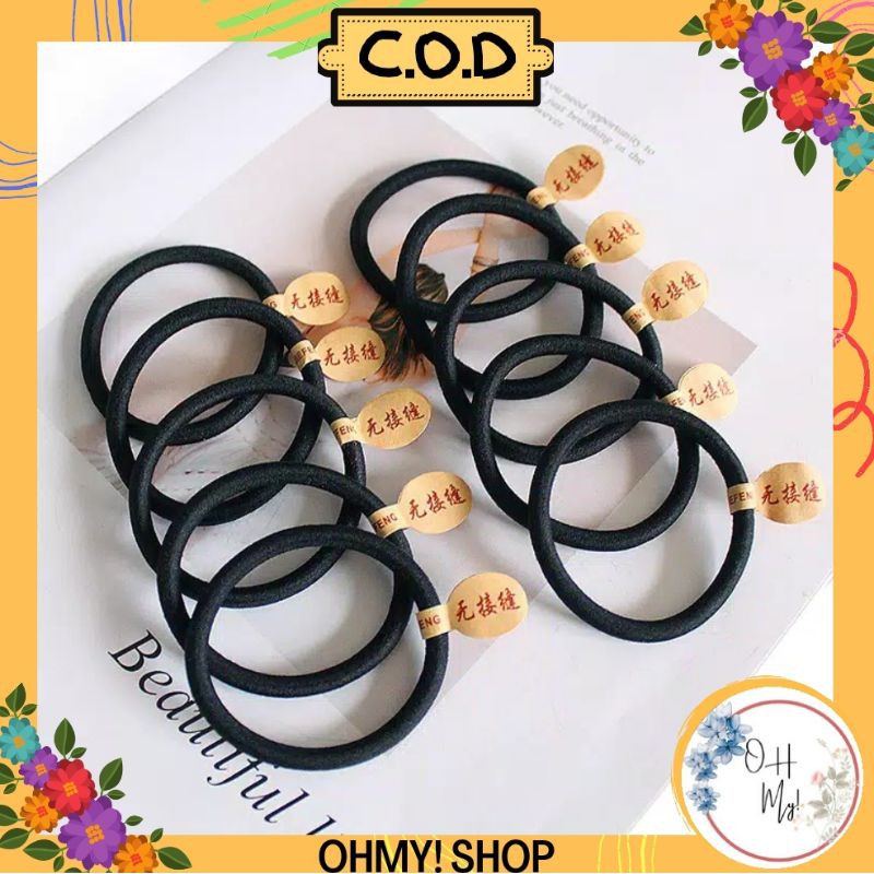 [ COD ] Ikat Rambut Hitam Polos Tebal Simple / Gelang Karet Korean Style / Ikat Rambut Fashion Korea