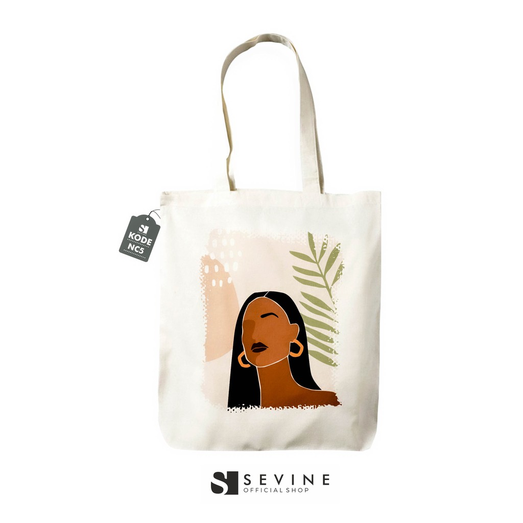 Sevine Tas Totebag Wanita Nordic Tote Bag Resleting Paint Vintage - NC