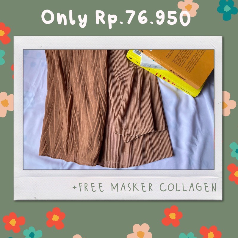 pasmina plisket dan zafron sepaket (free sheet mask)
