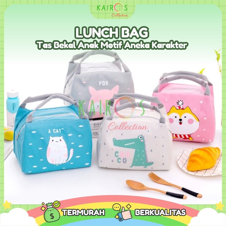 Tas Bekal Makan Anak Bahan Kanvas Aneka Motif Karakter Anak Kecil