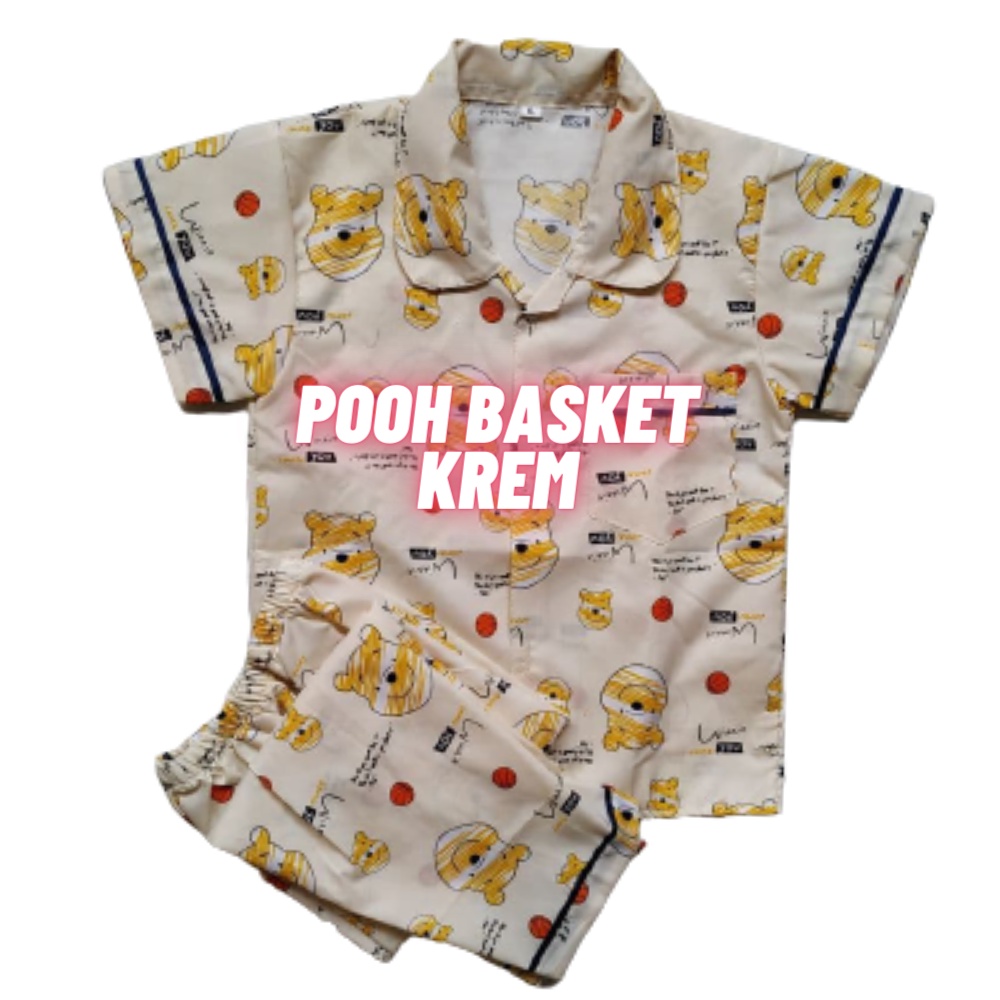 Piyama Anak Laki laki Perempuan 10 Tahun Baju tidur anak usia 12 tahun Bebas Pilih Motif size 12-POOH YELLOW