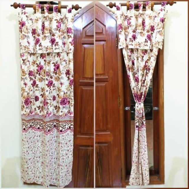 Gorden Motif Bunga 85 x 185 cm - Tirai Jendela Gordyn Hordeng Shabby