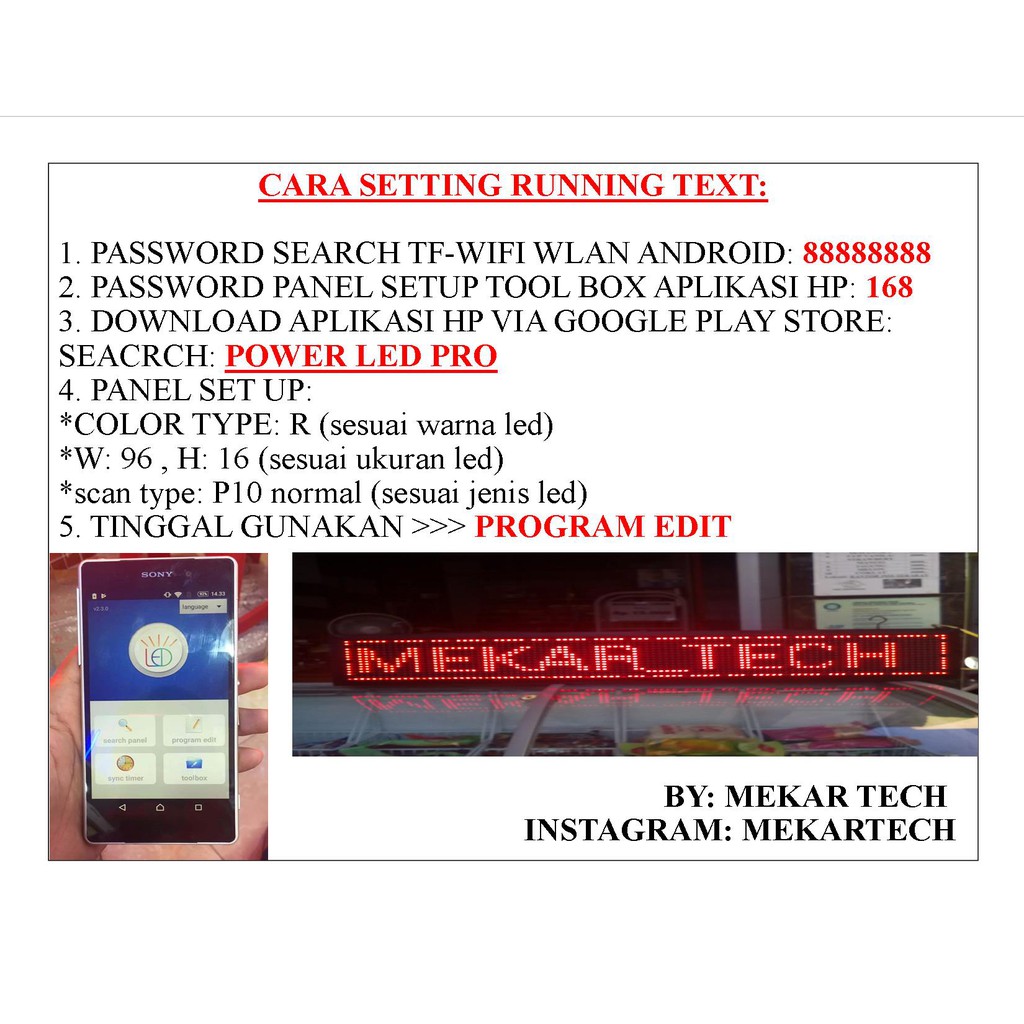 Running Text Led Biru 20 X 100 Cm Wifi Setting Via Hp Android Out Door Tulisan Berjalan Garansi Shopee Indonesia