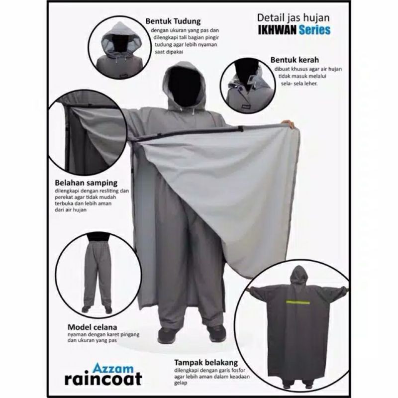 Jas Hujan Kelelawar dan Celana Taslan Original Azzam Raincoat Tidak Mudah Basah