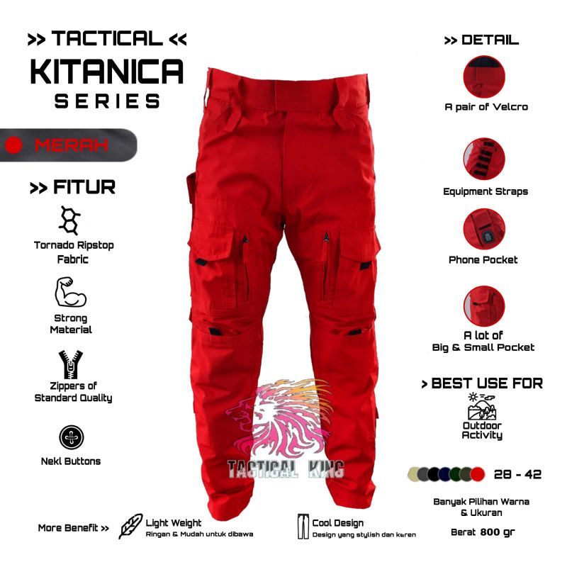 (LIMITED EDITION)Celana kitanica panjang merah/celana tactical/celana taktikal kitanika