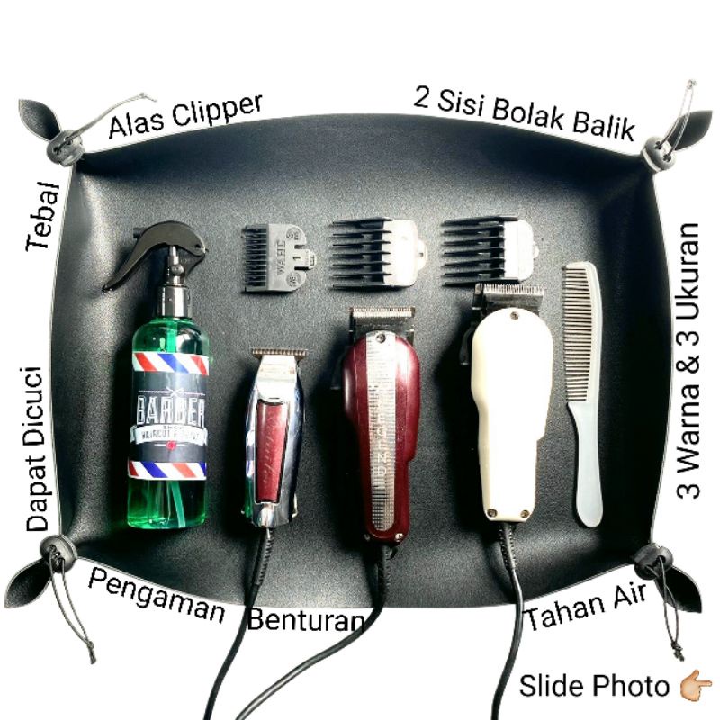 Tatakan Clipper Tray Cliper Original Kulit Alas Meja Mesin Cukur Tray Matt Barbershop