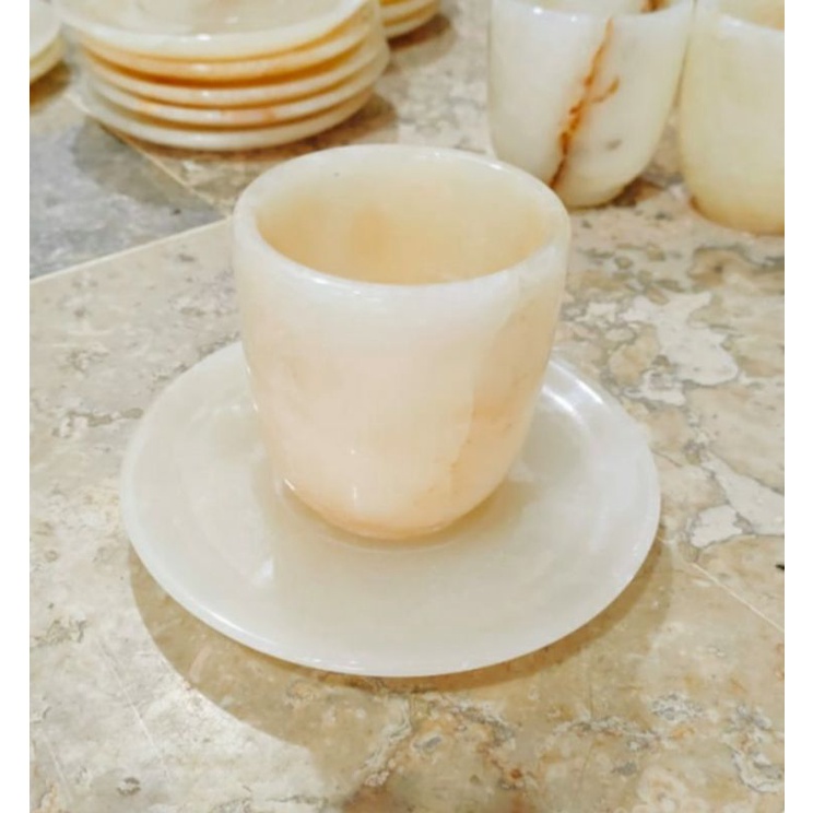 Set Gelas dan Lepek Batu Onyx Bawean