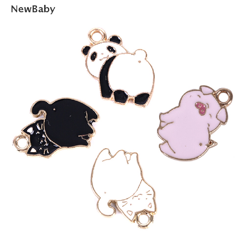 NewBaby 10Pcs/Lot Enamel Alloy Pig Cat Panda Charms Pendants DIY Jewelry Findings Crafts ID