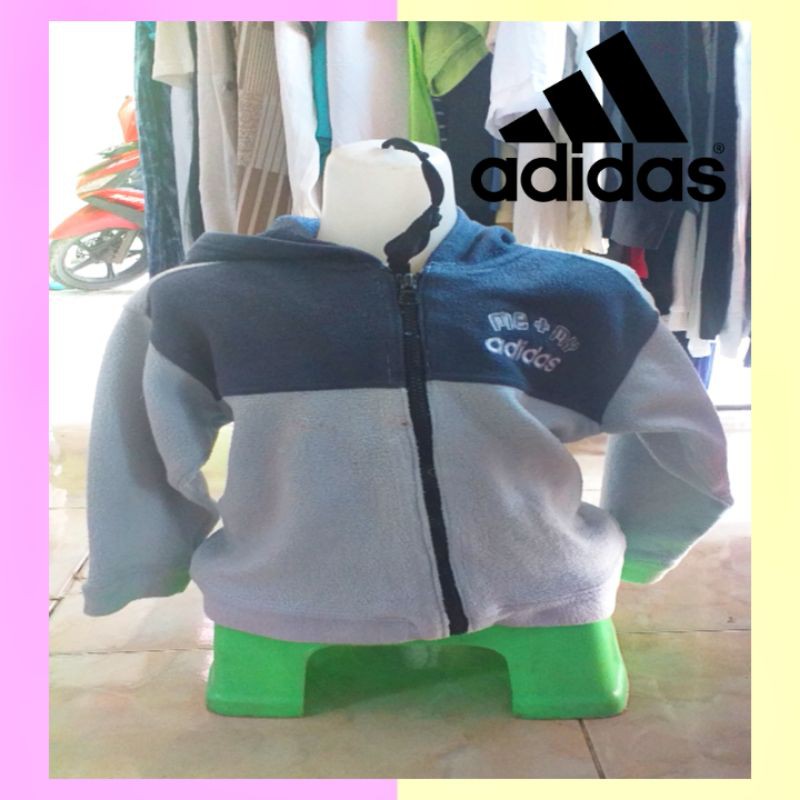 Jaket Zip Hoodie Adidas Original Anak Laki Jaket bulu anak coeok