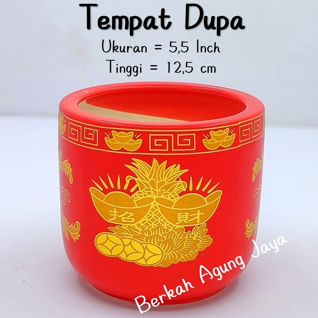 Tempat Dupa / Hiolo Bulat Keramik Merah Ukuran 5.5 inch