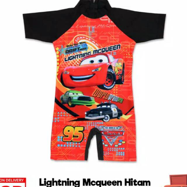 Baju Renang Anak SD Lightning mcqueen hitam