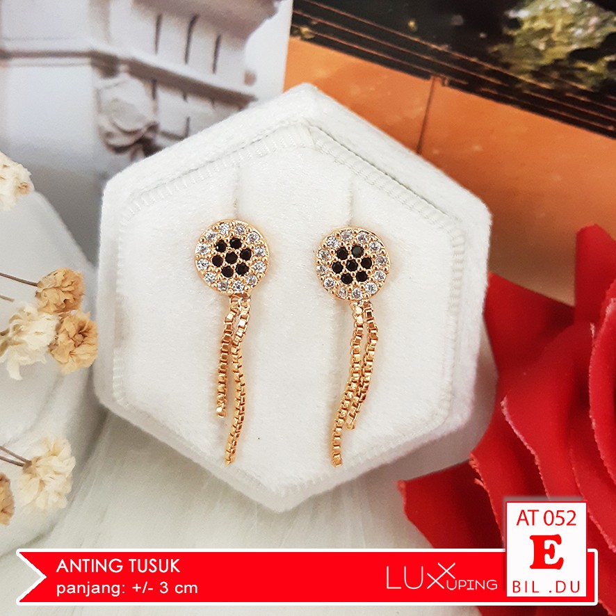 AT 052 Anting Tusuk Jurai Tasel Perhiasan Imitasi Lapis Emas Murah Anting Xuping Set Baru Luxx Xuping