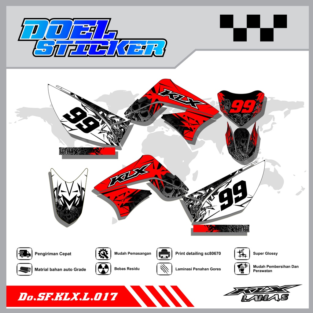 Sticker Striping Honda KLX L , S Lama List Variasi Hologram , Crome Doel 017