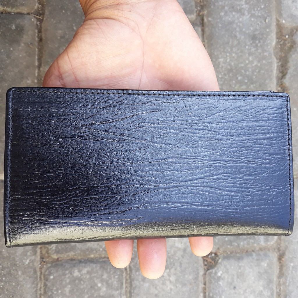 Dompet Asli Kulit Panjang Dompet Kulit Pria Wanita Warna Hitam