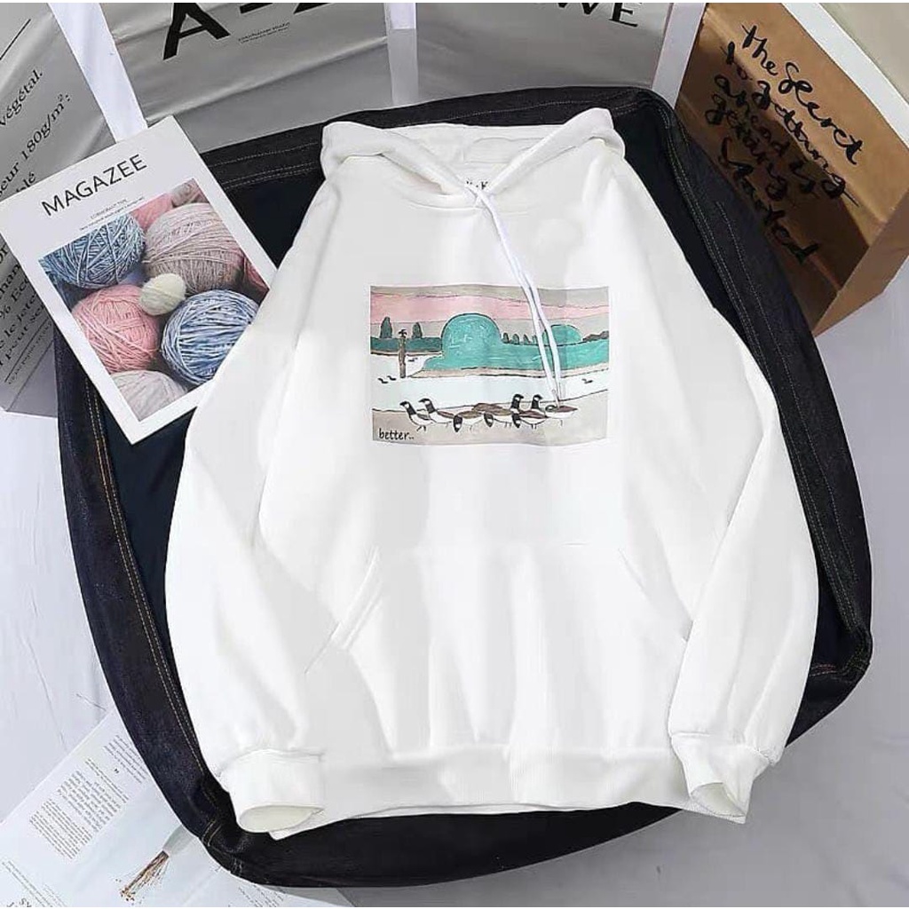 Pigeon Hoodie Wanita Korean Style Bahan Flacee