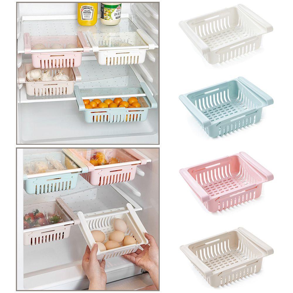 Solighter Laci Kulkas Adjustable Tempat Penyimpanan Aksesoris Dapur Tarik Kulkas Organizer