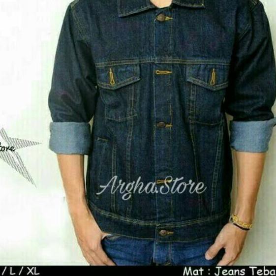 SHOPEE MARET JAket Levis cowok pria bioblitz hitam biowash blueblack Dilan ✼