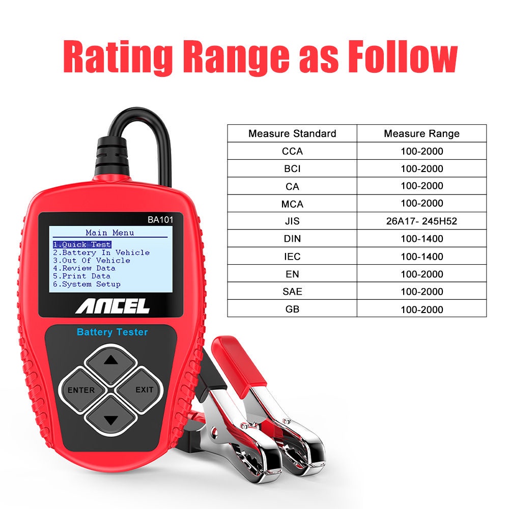 Ancel Ba101 12V Car Battery Tester Digital Analyzer Tester