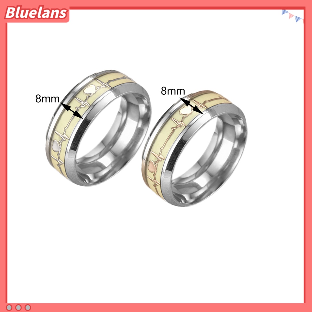 Bluelans Ring Exquisite Heart Electrocardiogram Pattern Stainless Steel Wedding Simple Finger Jewellery