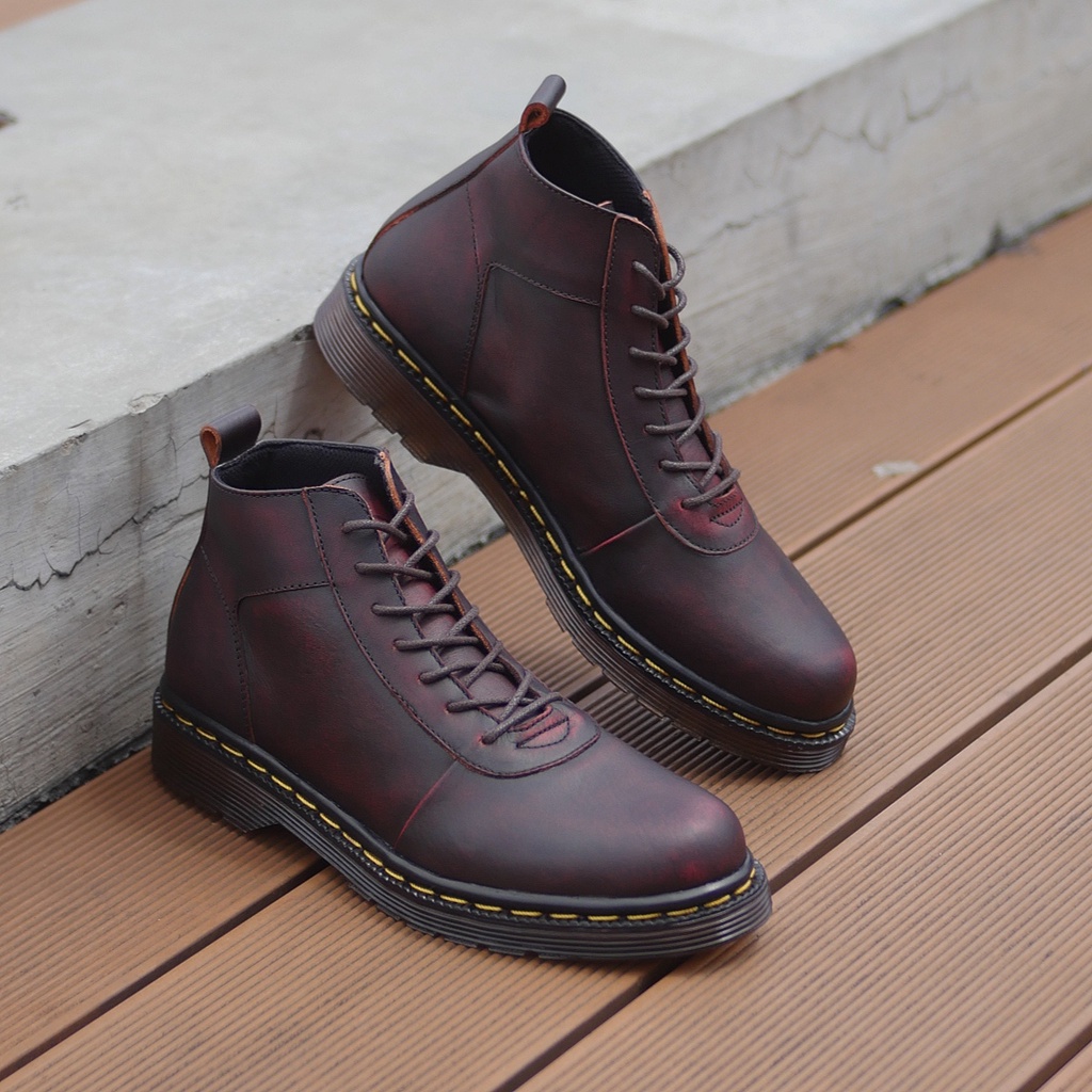 Svend 02 Maroon (Kulit Asli) - Boots Pria Kulit Asli Kasual Semi Formal - Boot Kulit Sapi Asli