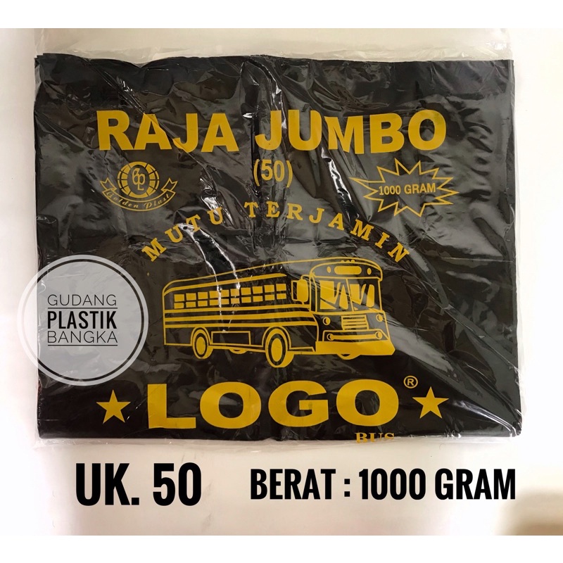 Plastik Kantong Kresek Hitam Tebal Logo Ukuran Jumbo (Ukuran 50)